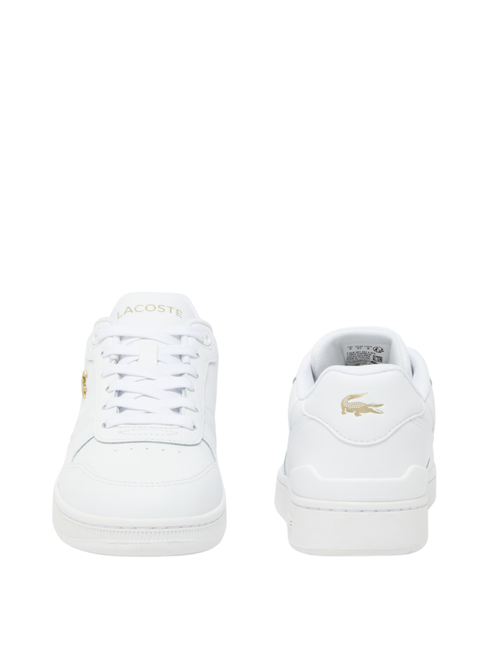 LACOSTE WOMEN T-Clip Set Leather Sneakers White/Gold - MAISONDEFASHION.COM