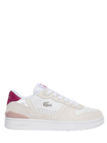 LACOSTE WOMEN T-Clip Set Suede Sneakers White/Dark Purple - MAISONDEFASHION.COM