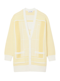 LACOSTE WOMEN Tennis Court Jacquard Long Cardigan Yellow/White