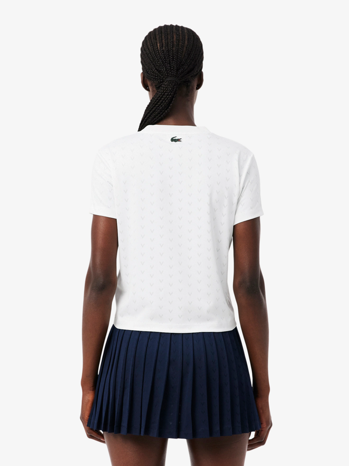 LACOSTE WOMEN Tennis Slim Fit Ultra Dry T-shirt White - MAISONDEFASHION.COM