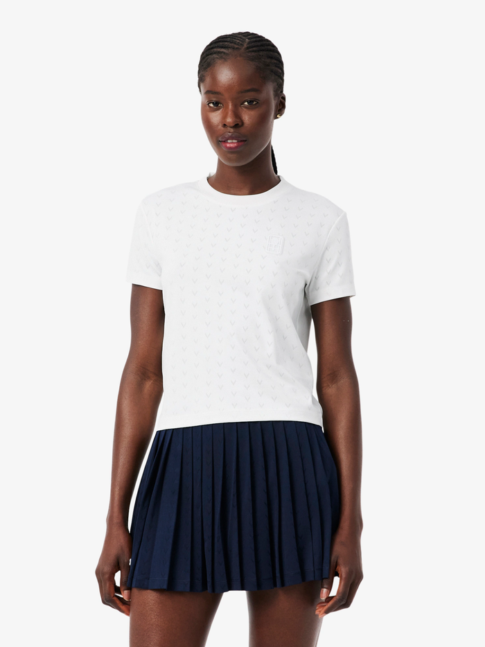 LACOSTE WOMEN Tennis Slim Fit Ultra Dry T-shirt White - MAISONDEFASHION.COM