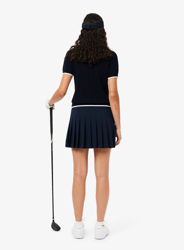 LACOSTE WOMEN Ultra Dry Golf Skirt with Liner Navy - MAISONDEFASHION.COM
