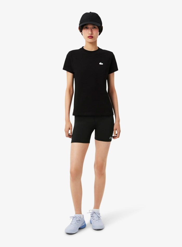 LACOSTE WOMEN Ultra Dry Technical Cotton Sport T-shirt Black - MAISONDEFASHION.COM