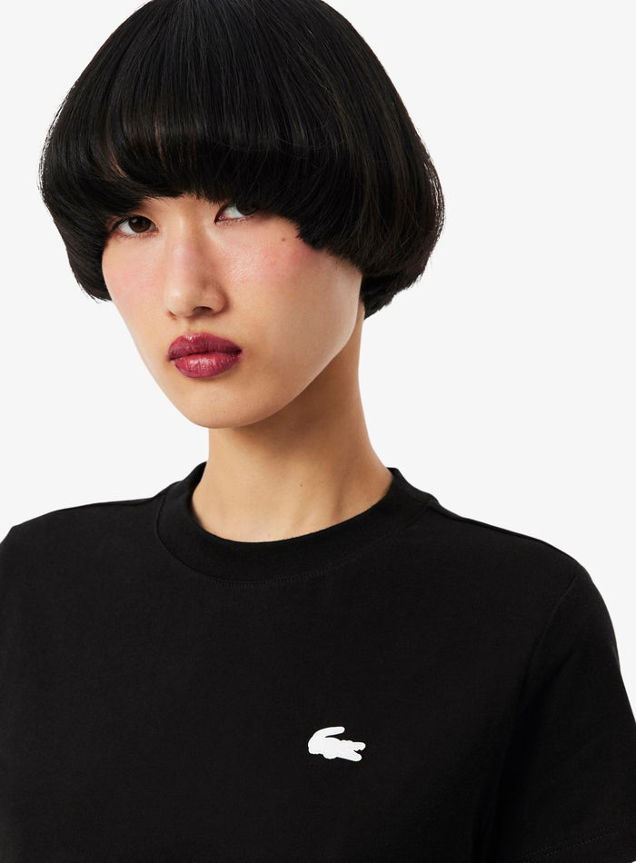 LACOSTE WOMEN Ultra Dry Technical Cotton Sport T-shirt Black - MAISONDEFASHION.COM