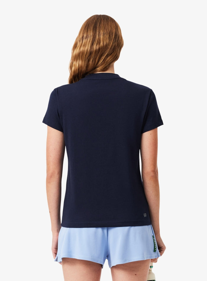 LACOSTE WOMEN Ultra Dry Technical Cotton Sport T-shirt Midnight Blue - MAISONDEFASHION.COM
