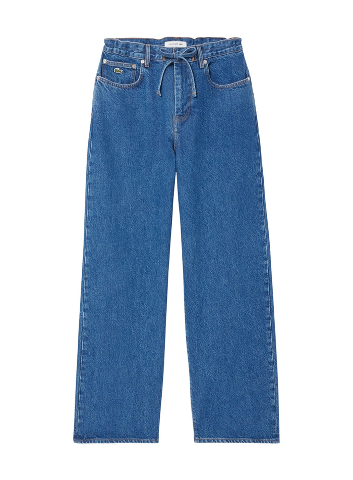 LACOSTE WOMEN Wide Fit Denim Jeans Blue - MAISONDEFASHION.COM