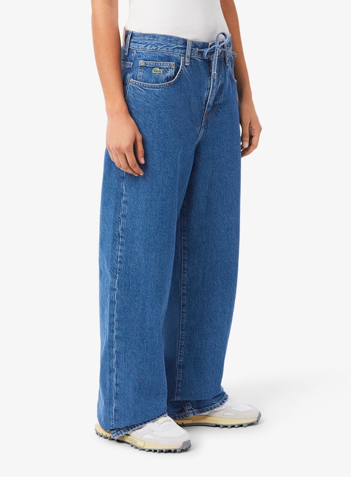 LACOSTE WOMEN Wide Fit Denim Jeans Blue - MAISONDEFASHION.COM