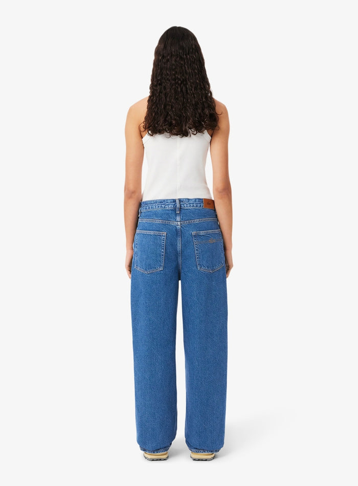 LACOSTE WOMEN Wide Fit Denim Jeans Blue - MAISONDEFASHION.COM