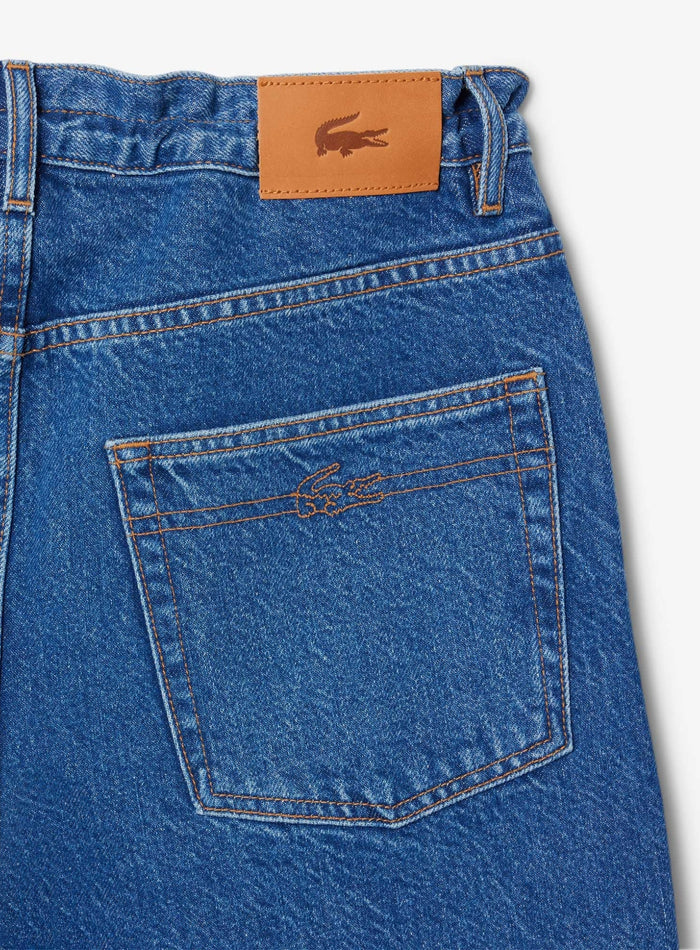 LACOSTE WOMEN Wide Fit Denim Jeans Blue - MAISONDEFASHION.COM