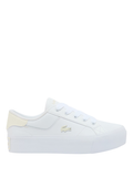 LACOSTE WOMEN Ziane Platform Leather Sneakers White/Off-White - MAISONDEFASHION.COM