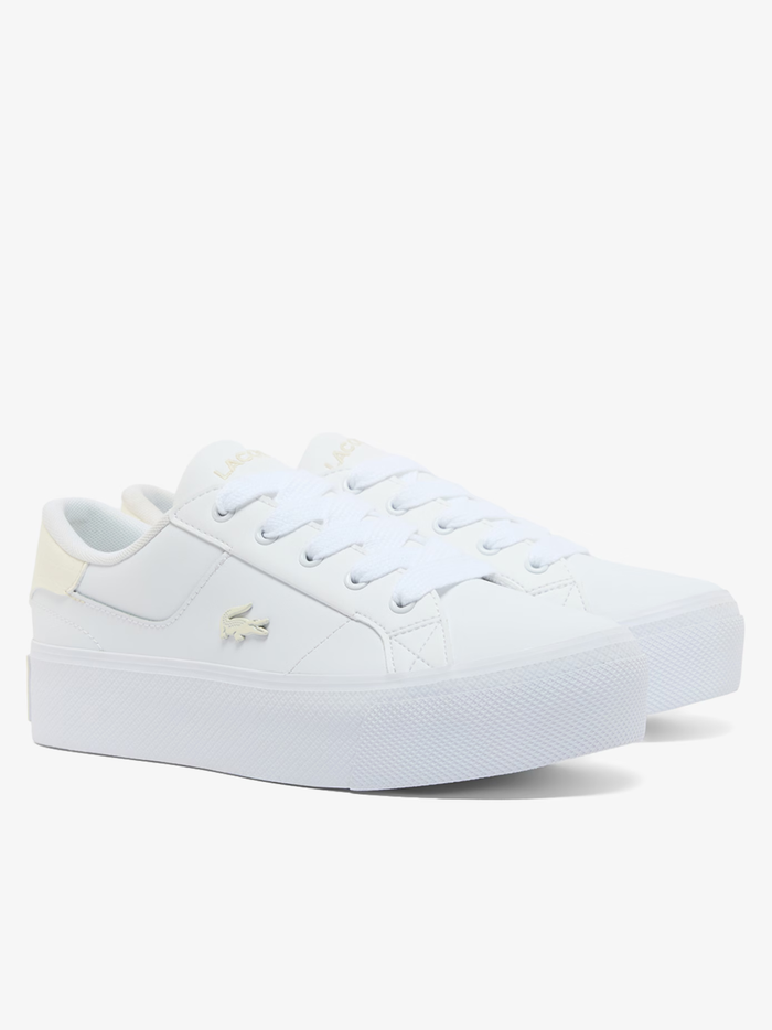 LACOSTE WOMEN Ziane Platform Leather Sneakers White/Off-White - MAISONDEFASHION.COM