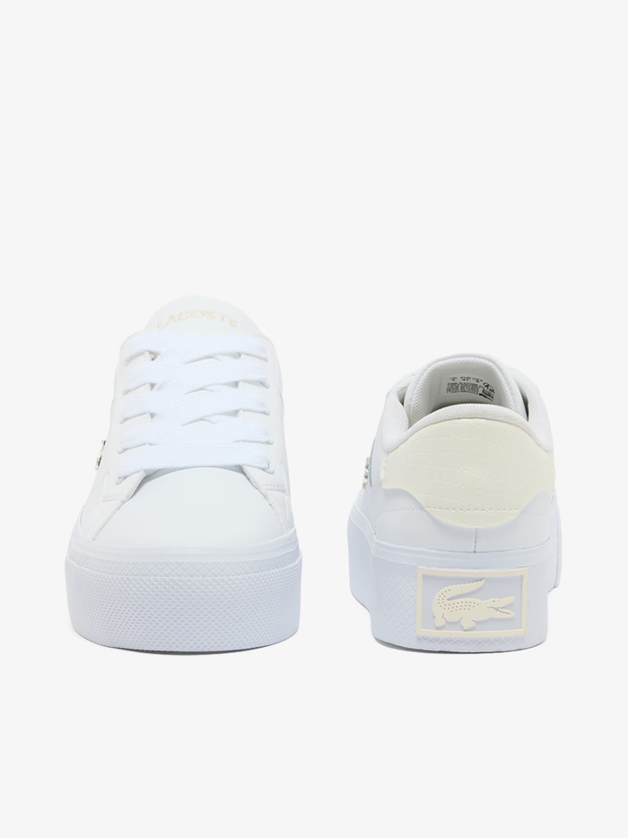 LACOSTE WOMEN Ziane Platform Leather Sneakers White/Off-White - MAISONDEFASHION.COM