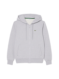 LACOSTE WOMEN Zipped Fleece Hoodie Light Grey - MAISONDEFASHION.COM