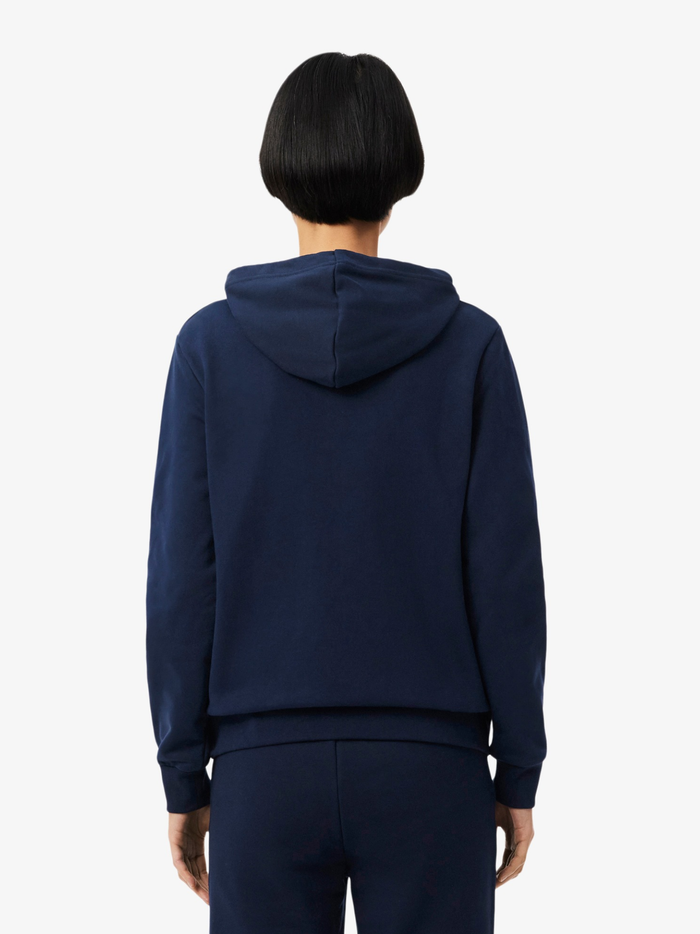 LACOSTE WOMEN Zipped Fleece Hoodie Midnight Blue - MAISONDEFASHION.COM