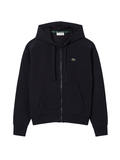 LACOSTE WOMEN Zipped Piqué Hoodie Navy Blue - MAISONDEFASHION.COM