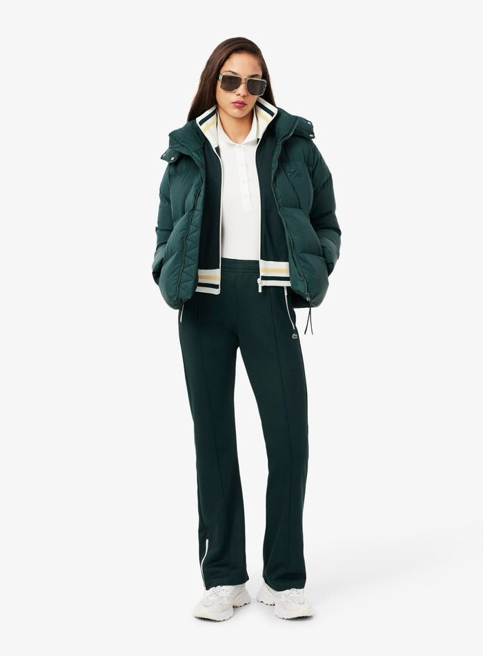 LACOSTE WOMEN Zipped Stripe Accent Sweatshirt Sinople Green - MAISONDEFASHION.COM
