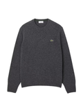 LACOSTE Wool Crew Neck Sweater Heathered Grey - MAISONDEFASHION.COM