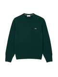 LACOSTE Wool Crew Neck Sweater Sinople Green - MAISONDEFASHION.COM