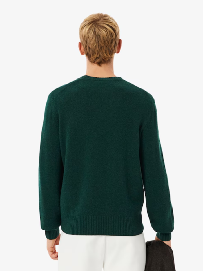 LACOSTE Wool Crew Neck Sweater Sinople Green - MAISONDEFASHION.COM