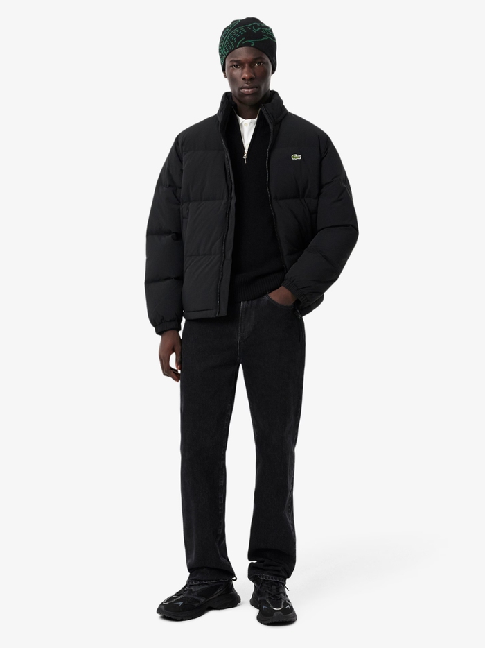 LACOSTE Wool Jacquard Crocodile Beanie Black/Green - MAISONDEFASHION.COM