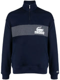 LACOSTE MEN Zip Neck Loose Fit Organic Cotton Sweatshirt Navy - MAISONDEFASHION.COM