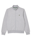 LACOSTE Zip-Up High Neck Fleece Sweatshirt Grey - MAISONDEFASHION.COM