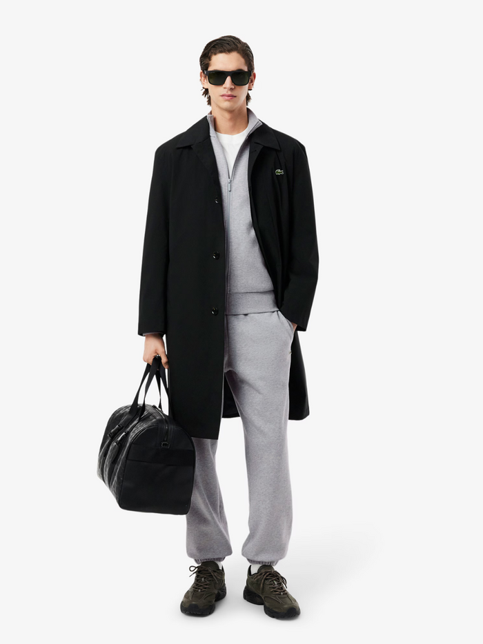 LACOSTE Zip-Up High Neck Fleece Sweatshirt Grey - MAISONDEFASHION.COM