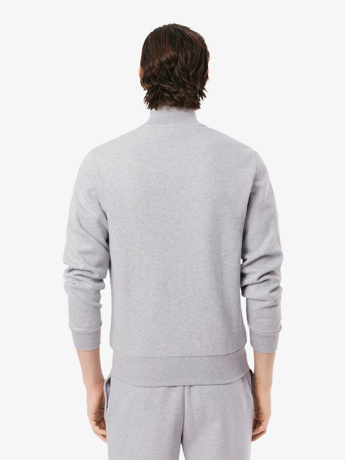 LACOSTE Zip-Up High Neck Fleece Sweatshirt Grey - MAISONDEFASHION.COM