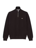 LACOSTE Zip-Up High Neck Interlock Sweatshirt Brown - MAISONDEFASHION.COM