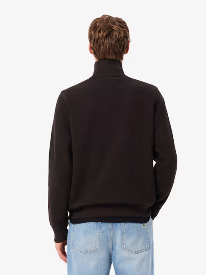 LACOSTE Zip-Up High Neck Interlock Sweatshirt Brown - MAISONDEFASHION.COM