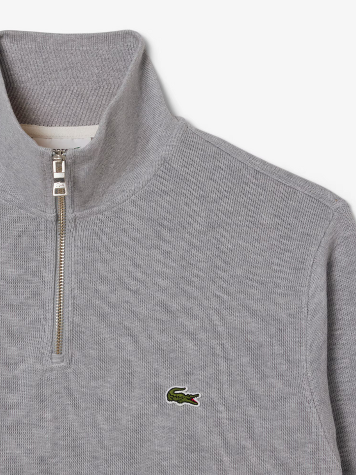 LACOSTE grey interlock sweatshirt additional angle view showcasing quality construction and design details