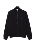LACOSTE Zipped High Neck Cotton Sweater Black - MAISONDEFASHION.COM