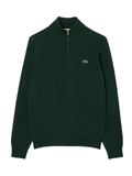 LACOSTE Zipped High Neck Cotton Sweater Sinople Green - MAISONDEFASHION.COM