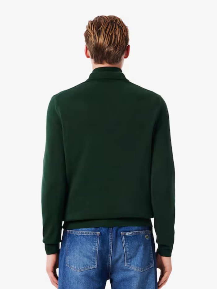 LACOSTE Zipped High Neck Cotton Sweater Sinople Green - MAISONDEFASHION.COM