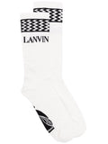 LANVIN Socks White Black - MAISONDEFASHION.COM