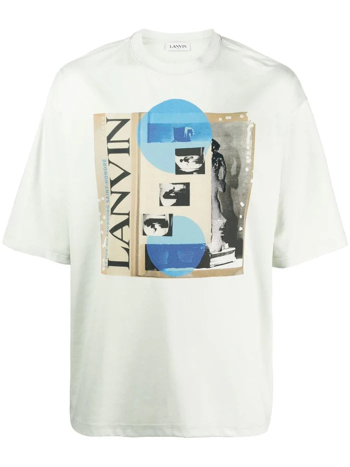 LANVIN Seasonal Print T-Shirt Without Pocket Sage - MAISONDEFASHION.COM