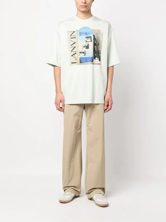 LANVIN Seasonal Print T-Shirt Without Pocket Sage - MAISONDEFASHION.COM
