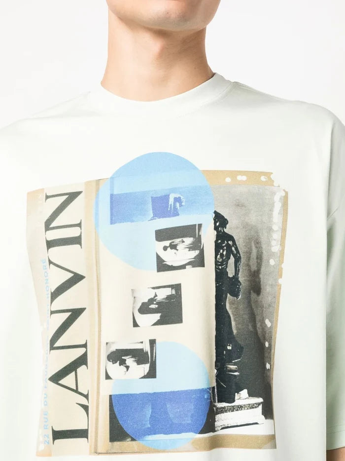 LANVIN Seasonal Print T-Shirt Without Pocket Sage - MAISONDEFASHION.COM