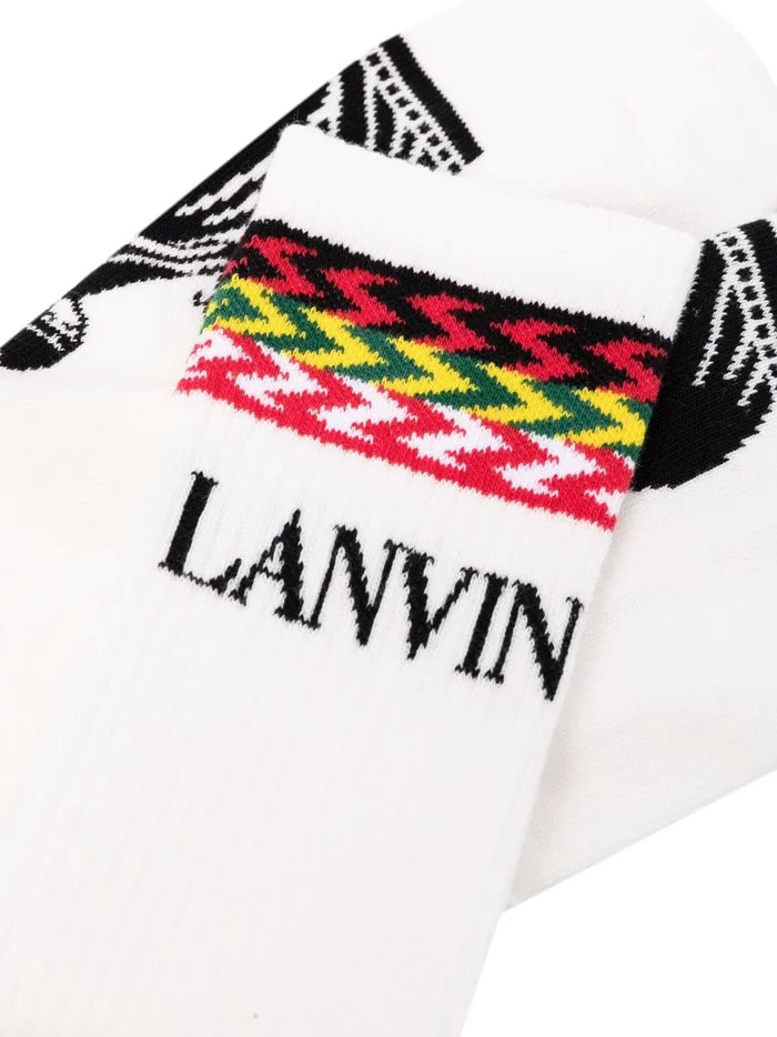 LANVIN Socks White Multicolour - MAISONDEFASHION.COM
