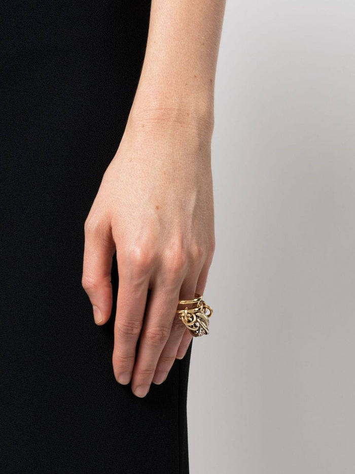 LANVIN WOMEN Partition Knot Ring Gold Crystal - MAISONDEFASHION.COM