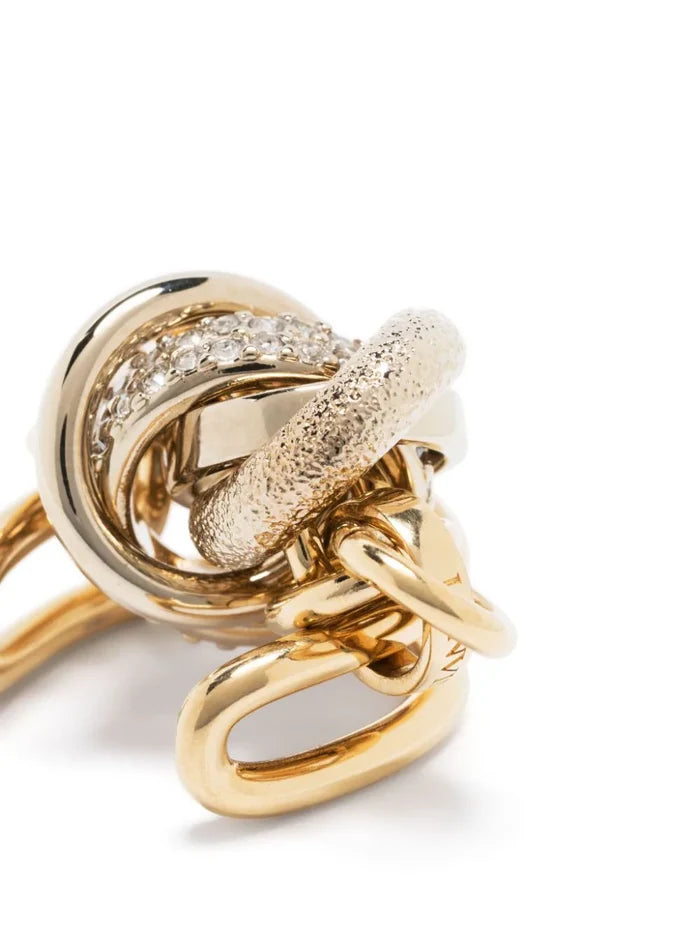 LANVIN WOMEN Partition Knot Ring Gold Crystal - MAISONDEFASHION.COM
