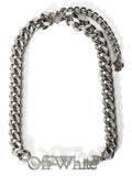OFF-WHITE Logo Bookish Necklace Silver - MAISONDEFASHION.COM