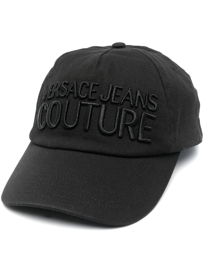 VERSACE Logo-embroidered Cap Black/Black - MAISONDEFASHION.COM