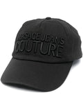 VERSACE Logo-embroidered Cap Black/Black - MAISONDEFASHION.COM