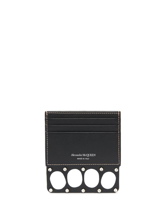 ALEXANDER MCQUEEN Logo Knuckle Card Holder Black - MAISONDEFASHION.COM