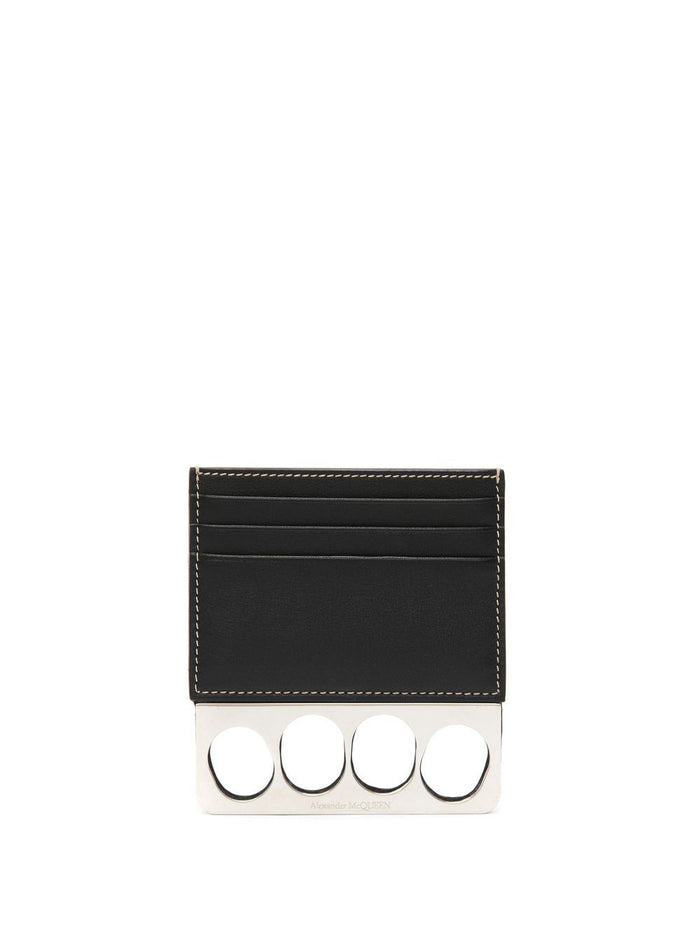 ALEXANDER MCQUEEN Logo Knuckle Card Holder Black - MAISONDEFASHION.COM