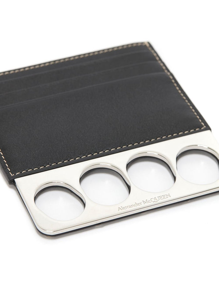 ALEXANDER MCQUEEN Logo Knuckle Card Holder Black - MAISONDEFASHION.COM