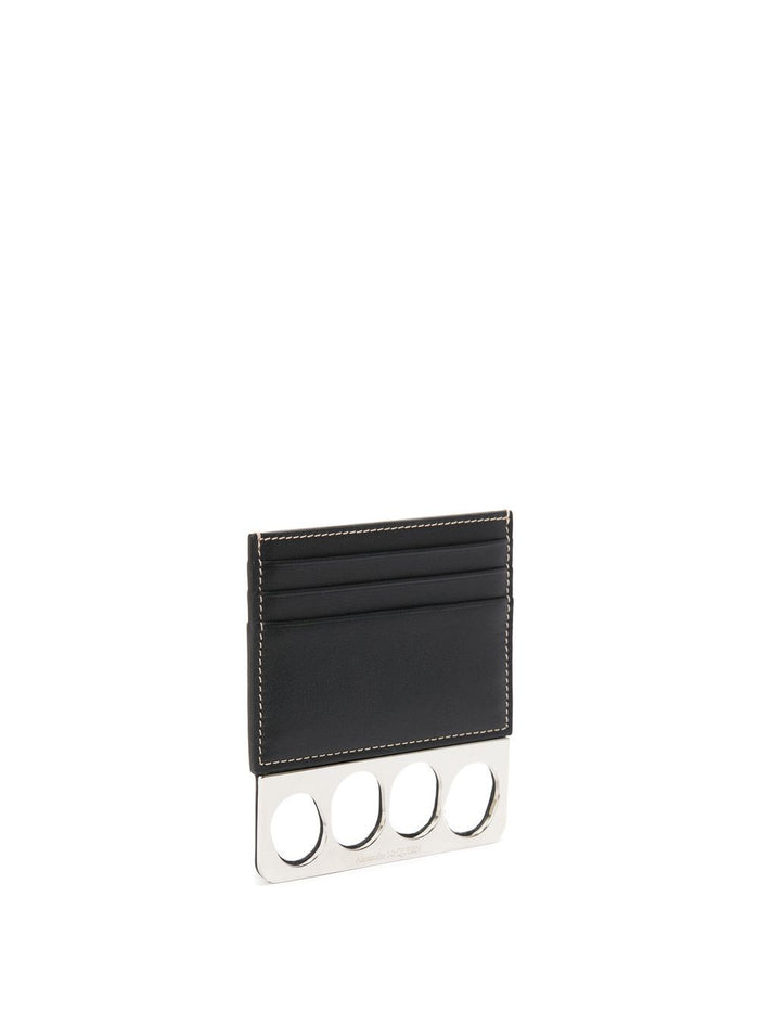 ALEXANDER MCQUEEN Logo Knuckle Card Holder Black - MAISONDEFASHION.COM