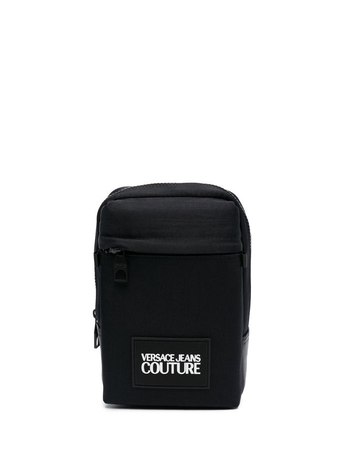 VERSACE Logo Patch Baroque Strap Bag Black - MAISONDEFASHION.COM