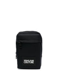 VERSACE Logo Patch Baroque Strap Bag Black - MAISONDEFASHION.COM